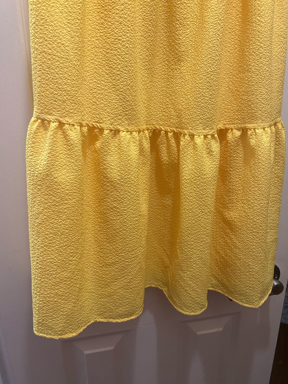 Calvin Klein Bright Yellow Tiered Flutter-Sleeve Dress - Picture 4 of 8